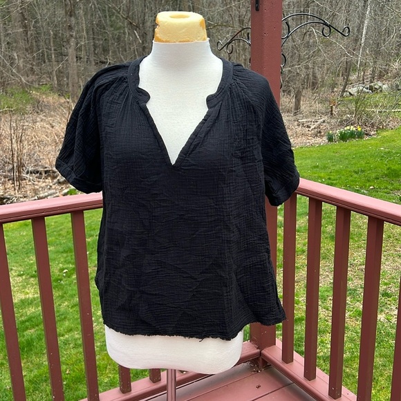 New! Nation Ltd black XS gauzy short sleeve top. - Picture 1 of 9